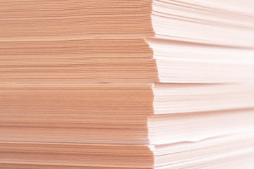 Side view stack of papers texture