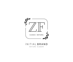 Z F ZF Beauty vector initial logo, handwriting logo of initial signature, wedding, fashion, jewerly, boutique, floral and botanical with creative template for any company or business.