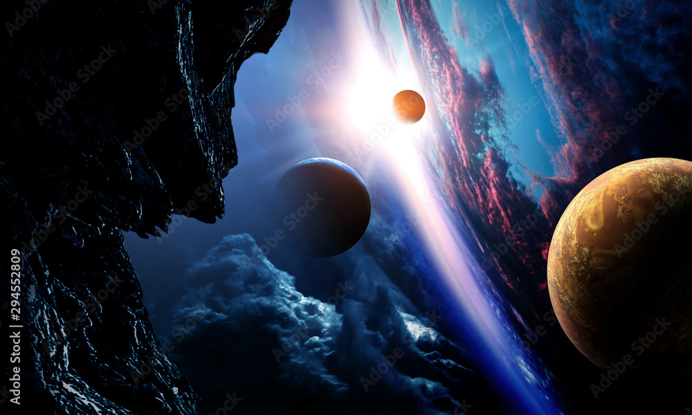 Poster abstract planets and space background