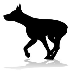 A detailed animal silhouette of a pet dog