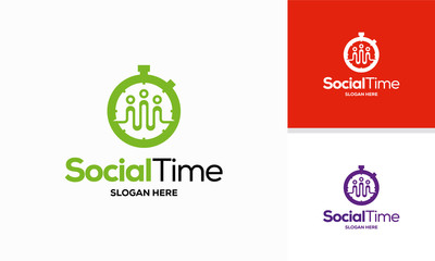Social Community Time logo designs concept vector, Group People logo template symbol icon