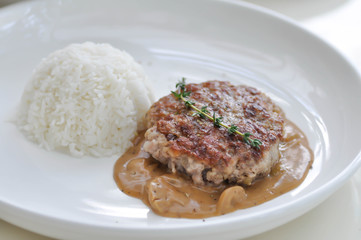 hamburg and rice or grilled ground pork