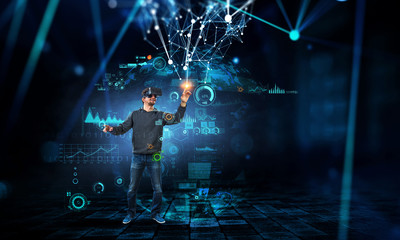 Fototapeta na wymiar Virtual reality experience. Technologies of the future.