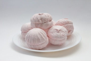 pink marshmallow on a plate