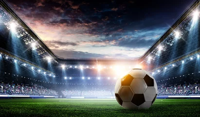Fotobehang Volle nacht voetbalarena in verlichting © Sergey Nivens