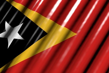 pretty day of flag 3d illustration. - shining - looks like plastic flag of Timor-Leste with large folds