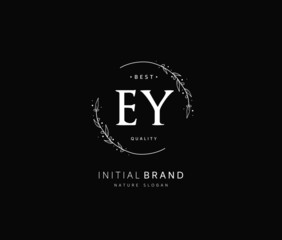E Y EY Beauty vector initial logo, handwriting logo of initial signature, wedding, fashion, jewerly, boutique, floral and botanical with creative template for any company or business.