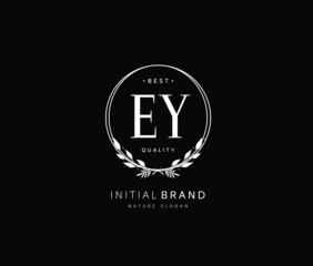 E Y EY Beauty vector initial logo, handwriting logo of initial signature, wedding, fashion, jewerly, boutique, floral and botanical with creative template for any company or business.