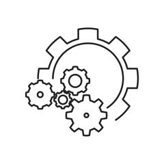 Gear Icon. Outline thin line. Isolated on white background. 