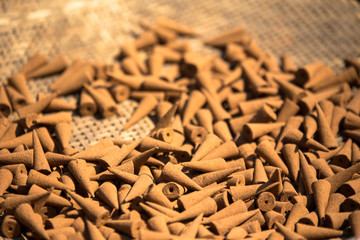 Incense cone stick as seen from home industry in Sapa Lao Cai North Vietnam Indochina