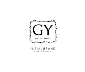 G Y GY Beauty vector initial logo, handwriting logo of initial signature, wedding, fashion, jewerly, boutique, floral and botanical with creative template for any company or business.