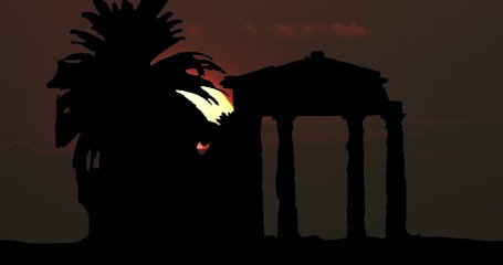 Moonrise Sunrise Sunset Silhouette Time Lapse