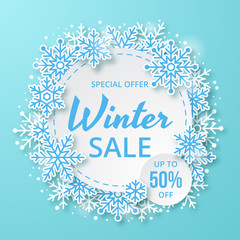 Winter sale banner design. Vector illustration