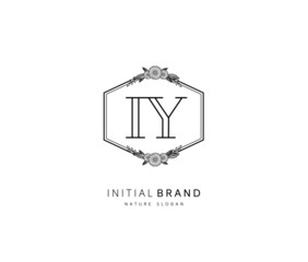 I Y IY Beauty vector initial logo, handwriting logo of initial signature, wedding, fashion, jewerly, boutique, floral and botanical with creative template for any company or business.