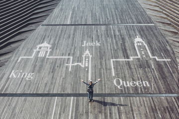 横浜大桟橋と女性 神奈川県