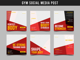Gym square banner template. Promotional banner for social media post, web banner and flyer Vol.15