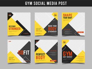 Gym square banner template. Promotional banner for social media post, web banner and flyer Vol.17