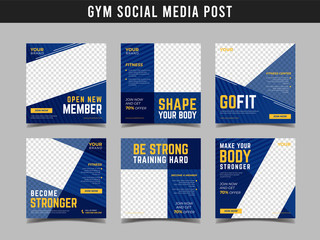 Gym square banner template. Promotional banner for social media post, web banner and flyer Vol.18