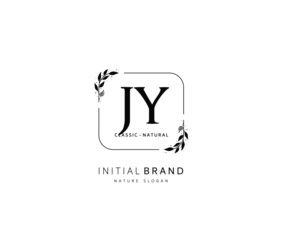 J Y JY Beauty vector initial logo, handwriting logo of initial signature, wedding, fashion, jewerly, boutique, floral and botanical with creative template for any company or business.