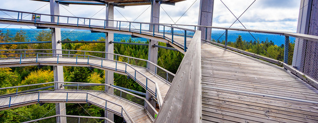 Treetop walk in Black Forest with 40m high Lookout tower with observation deck with beautiful view...