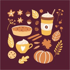 Vector illustration Autumn season. 