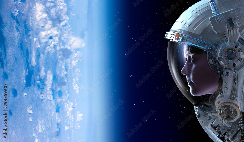 Wall mural exploring outer space. mixed media