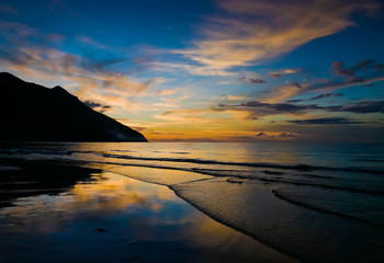 Beautiful sunset at Sabang Beach, Puerto Princesa, Palawan, Philippines