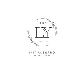 L Y LY Beauty vector initial logo, handwriting logo of initial signature, wedding, fashion, jewerly, boutique, floral and botanical with creative template for any company or business.