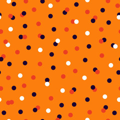 Orange dots pattern. Halloween seamless pattern. Orange seamless pattern with circles.