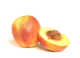 apricot slices lie on a white background