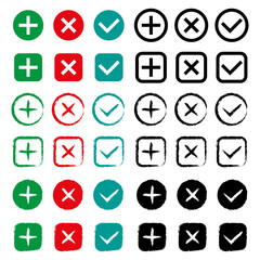 Tick and cross signs set. Right and wrong choices.