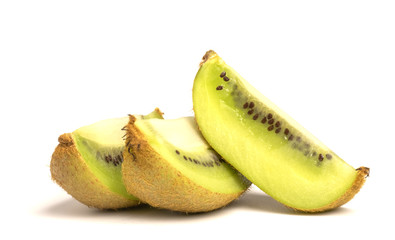 Kiwi slices lies on a white background