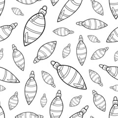 seamless pattern Christmas decorations toys holiday wallpaper sketch outline doodle