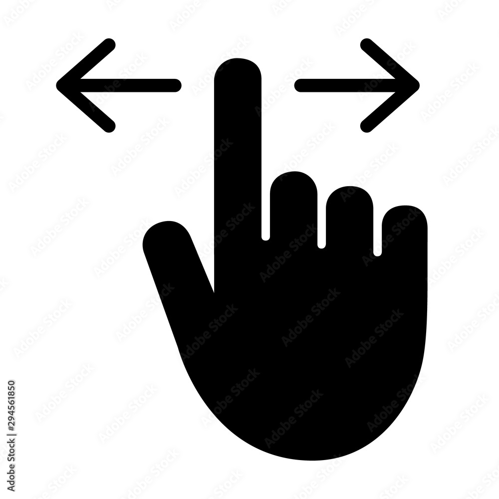 Poster hand with finger swiping or swipe left and right gesture flat vector icon for apps and websites