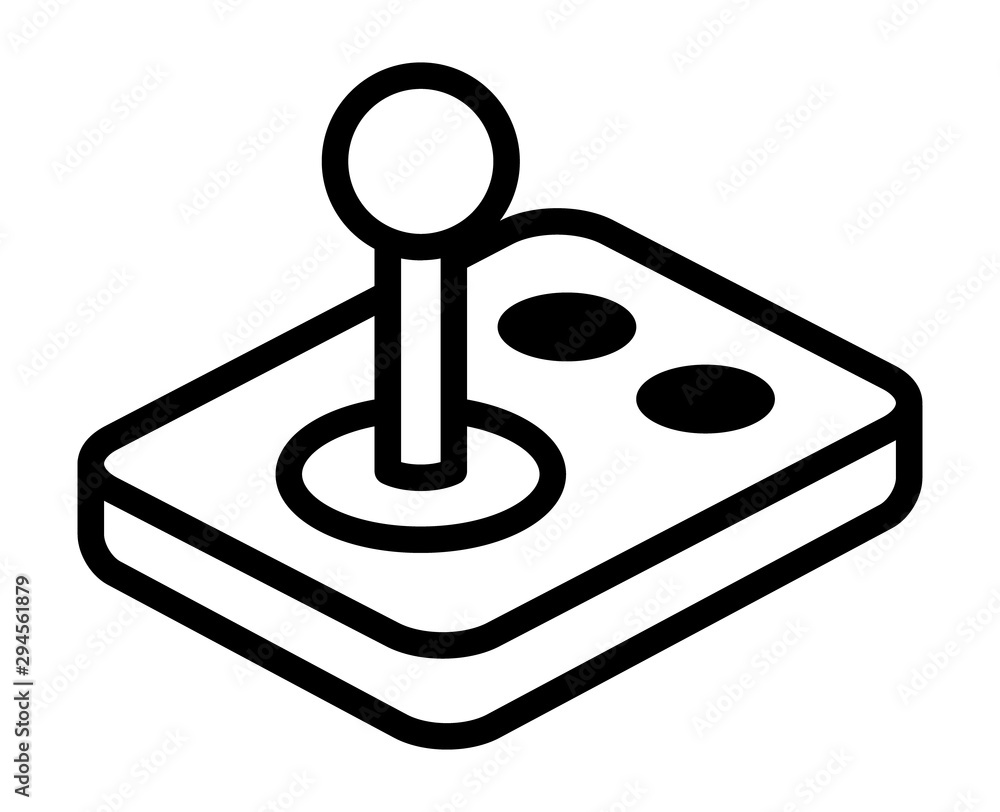 Poster arcade video game joystick gamepad with buttons line art vector icon for gaming apps and websites