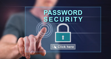 Man touching a password security concept