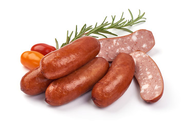 Oktoberfest Smoked pork Sausages, isolated on white background