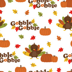 cartoon autumn turkey pattern