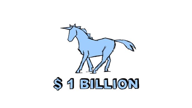 Unicorn startup. Unicorn as one of basic symbols of contemporary economy. Idea worth of a billion dollars. Animation good for business subjects. Cartoon illustration of business idea. Seamless loop.