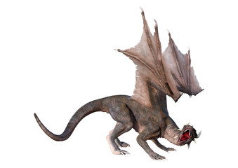3D Rendering Fairy Tale Dragon on White