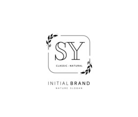 S Y SY Beauty vector initial logo, handwriting logo of initial signature, wedding, fashion, jewerly, boutique, floral and botanical with creative template for any company or business.