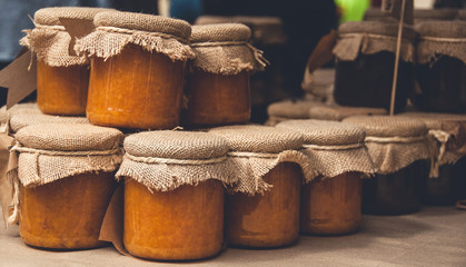 Homemade fruit jam.  Farmers market sweet produce