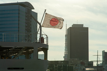 風に揺れている日本の国旗