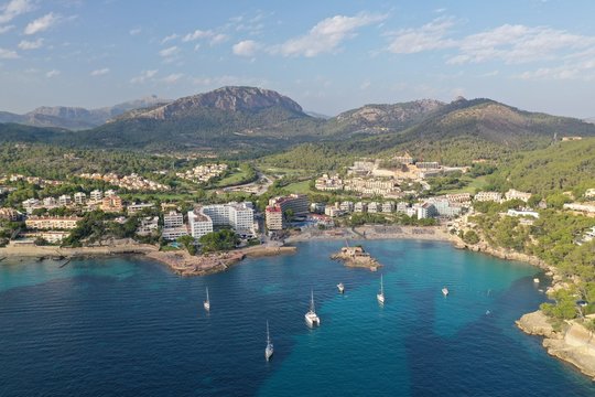 Wonderful aerial photography of Camp de Mar, Mallorca island, luxury places.