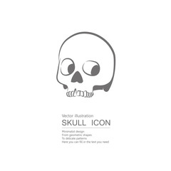 Vector drawn skull. Isolated on white background.