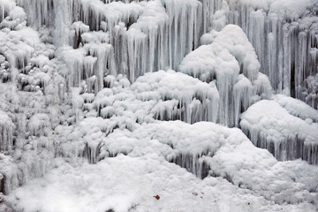 Frozen waterfall Zeleni vir nature park, Croatia