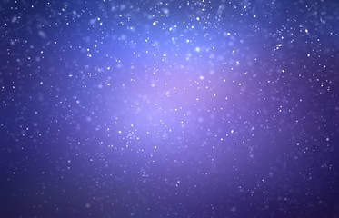 Obraz premium Snow on dark violet blurred background. Winter night abstract illustration. Low light.