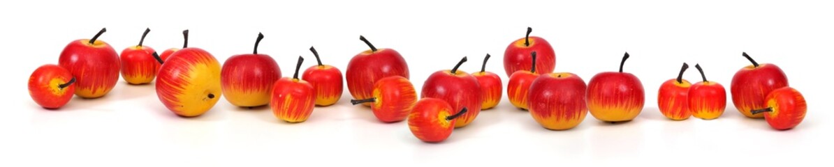 Toys in the form of apples for Christmas isolated on white background