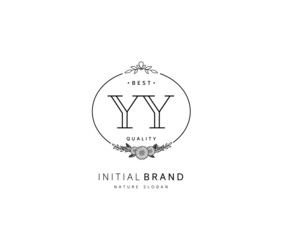 Fototapeta premium Y YY Beauty vector initial logo, handwriting logo of initial signature, wedding, fashion, jewerly, boutique, floral and botanical with creative template for any company or business.