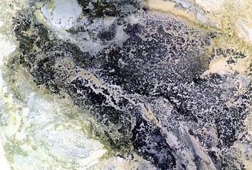 Abstract illustration in alcohol ink technique. Rocks in water marble texture. Wash drawing effect wallpaper. Modern illustration for card design, creative banners, ethereal graphic design.